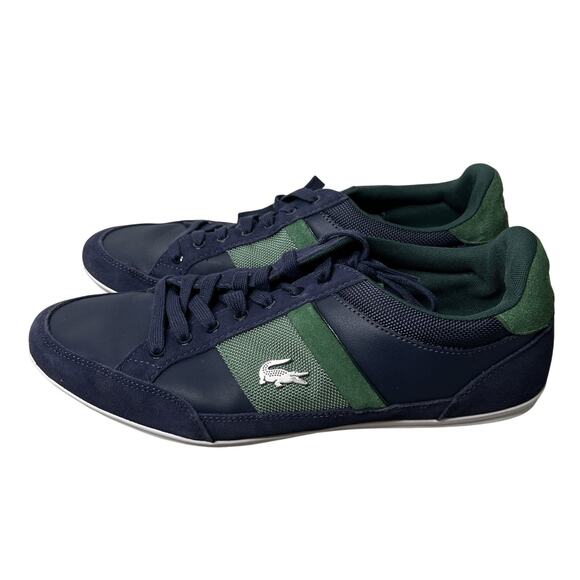Lacoste Men Shoes Chaymon 123 2 Navy Green Leather Casual Sneakers Shoes Sz 11